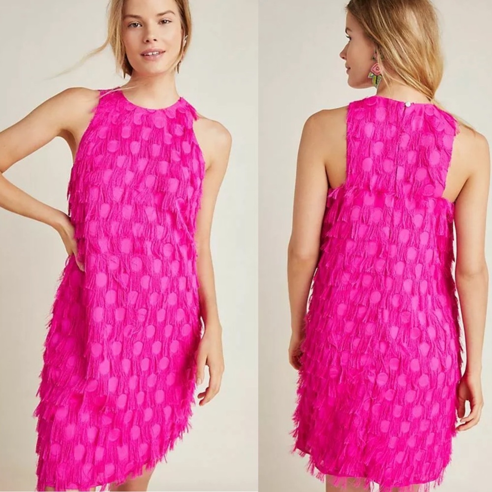 Anthropologie Roxie Textured Fringe Shift Dress
